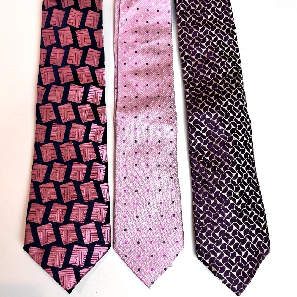 Trio of Men's Colorful 100% Silk Ties Perry Ellis G. Beene RBM